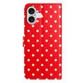 Custodia a portafoglio per iPhone 17 con motivo a pois - Rossa