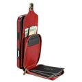 Custodia iPhone 17 Pro/18 Pro Tutto in uno con portafoglio e cinturino - Rossa