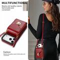 Custodia iPhone 17 Pro/18 Pro Tutto in uno con portafoglio e cinturino - Rossa
