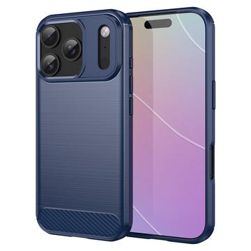 Custodia in TPU spazzolato per iPhone 17 Pro - Fibra di Carbonio - Blu