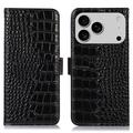 Custodia in Pelle a Portafoglio Serie Crocodile con RFID per iPhone 17 Pro