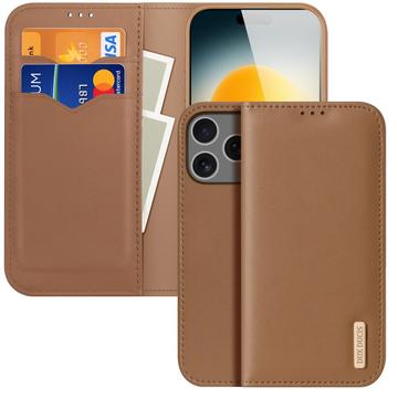 Custodia in Pelle a Portafoglio iPhone 17 Pro Dux Ducis Hivo - Marrone
