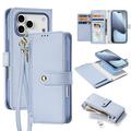 Custodia in pelle a portafoglio con copertura magnetica Dux Ducis Lawa per iPhone 17 Pro - Baby Blu