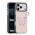 Custodia iPhone 17 Pro Dux Ducis Luvy con anello per le dita e cinturino per la mano - Rosa chiaro / Farfalla