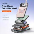 Custodia iPhone 17 Pro Dux Ducis Luvy con anello per le dita e cinturino per la mano - Rosa chiaro / Farfalla