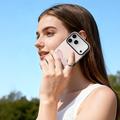 Custodia iPhone 17 Pro Dux Ducis Luvy con anello per le dita e cinturino per la mano - Rosa chiaro / Farfalla
