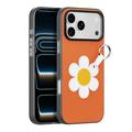 Custodia per iPhone 17 Pro Dux Ducis Luvy con anello per le dita e cinturino per la mano - Arancione / Margherita