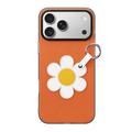 Custodia per iPhone 17 Pro Dux Ducis Luvy con anello per le dita e cinturino per la mano - Arancione / Margherita