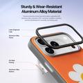 Custodia per iPhone 17 Pro Dux Ducis Luvy con anello per le dita e cinturino per la mano - Arancione / Margherita