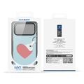 Custodia per iPhone 17 Pro Dux Ducis Luvy con anello per le dita e cinturino per la mano - Blu cielo / Cuore