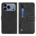 iPhone 17 Pro Elegante custodia a portafoglio retrò con portacarte rotante - Nera