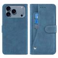 iPhone 17 Pro Elegante custodia a portafoglio retrò con portacarte rotante - Blu