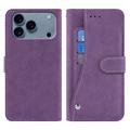iPhone 17 Pro Elegante custodia a portafoglio retrò con portacarte rotante - Viola
