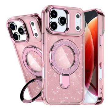 Custodia ibrida iPhone 17 Pro Glitter con supporto - Compatibile con MagSafe - Rosa