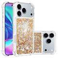 Custodia in TPU iPhone 17 Pro Glitter Quicksand - Cuori d'oro
