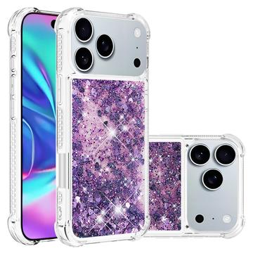 Custodia in TPU iPhone 17 Pro Glitter Quicksand - Cuori viola