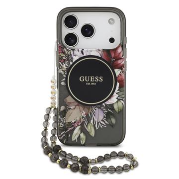 Custodia iPhone 17 Pro Guess IML Flowers con cinturino in perla