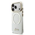 Custodia con cinturino iPhone 17 Pro Guess IML Glitter Script - Compatibile con MagSafe - Trasparente