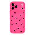 Custodia TPU antiurto per iPhone 17 Pro con motivo a cuore e bordi rialzati - Rosa caldo