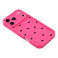 Custodia TPU antiurto per iPhone 17 Pro con motivo a cuore e bordi rialzati - Rosa caldo