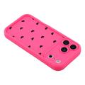 Custodia TPU antiurto per iPhone 17 Pro con motivo a cuore e bordi rialzati - Rosa caldo