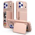 Custodia ibrida per iPhone 17 Pro con specchio nascosto e slot per schede - rosa