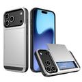 Custodia ibrida con slot per carte scorrevole per iPhone 17 Pro - Color Argento