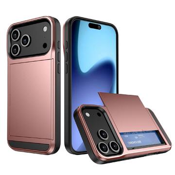 Custodia ibrida con slot per carte scorrevole per iPhone 17 Pro - Rosa Oro
