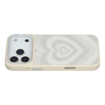 Custodia ibrida magnetica per iPhone 17 Pro Jaucase con motivo a cuore - Bianco