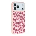 Custodia ibrida magnetica per iPhone 17 Pro Jaucase con stampa leopardo - Rosa