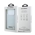Custodia per iPhone 17 Pro con placca in resina a motivo pied-de-poule firmata Karl Lagerfeld - Compatibile con MagSafe - Blu