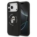 Custodia MagSafe in silicone liquido Karl Lagerfeld Karl and Choupette per iPhone 17 Pro - Nera