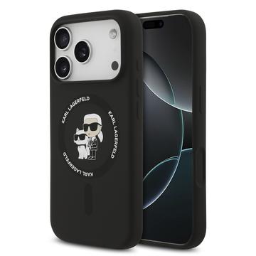 Custodia MagSafe in silicone liquido Karl Lagerfeld Karl and Choupette per iPhone 17 Pro - Nera