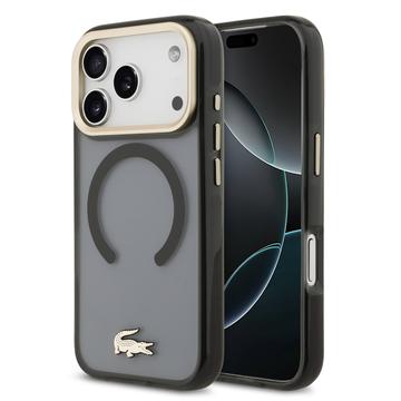 Custodia ibrida iPhone 17 Pro Lacoste Frosted Finish Gold Logo - Compatibile con MagSafe - Nera