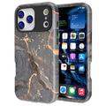 Custodia ibrida in marmo di lusso iPhone 17 Pro - Nera / Ora