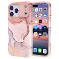 Custodia ibrida in marmo di lusso iPhone 17 Pro - Rosa / Ora
