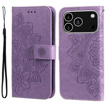 Custodia a portafoglio per iPhone 17 Pro serie Mandala - Viola
