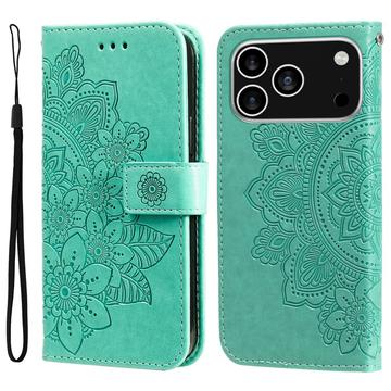 Custodia a portafoglio per iPhone 17 Pro serie Mandala - Verde