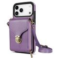 Custodia iPhone 17 Pro Max/18 Pro Max Tutto in uno con portafoglio e cinturino - Viola