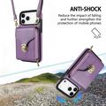 Custodia iPhone 17 Pro Max/18 Pro Max Tutto in uno con portafoglio e cinturino - Viola
