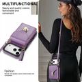 Custodia iPhone 17 Pro Max/18 Pro Max Tutto in uno con portafoglio e cinturino - Viola
