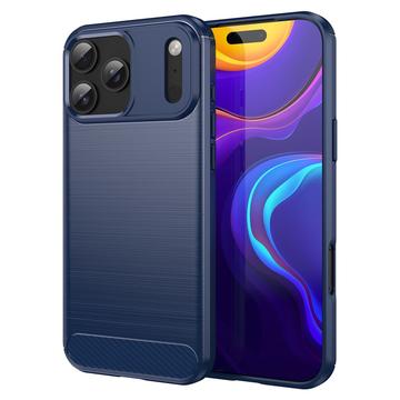 Custodia in TPU spazzolato per iPhone 17 Pro Max - Fibra di Carbonio - Blu