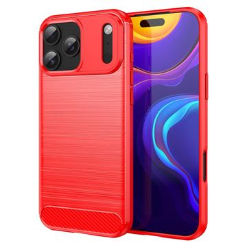 Custodia in TPU spazzolato per iPhone 17 Pro Max - Fibra di Carbonio - Rossa