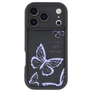 Custodia in TPU con stampa a farfalla per iPhone 17 Pro Max - Viola / Nera