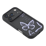 Custodia in TPU con stampa a farfalla per iPhone 17 Pro Max - Viola / Nera