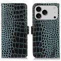 Custodia in Pelle a Portafoglio Serie Crocodile con RFID per iPhone 17 Pro Max