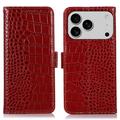 Custodia in Pelle a Portafoglio Serie Crocodile con RFID per iPhone 17 Pro Max