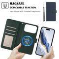 Custodia a portafoglio rimovibile per iPhone 17 Pro Max con MagSafe, protezione RFID e tracolla - Blu / Verde