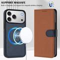 Custodia a portafoglio rimovibile per iPhone 17 Pro Max con MagSafe, protezione RFID e tracolla - marrone / blu