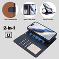 Custodia a portafoglio rimovibile per iPhone 17 Pro Max con MagSafe, protezione RFID e tracolla - marrone / blu